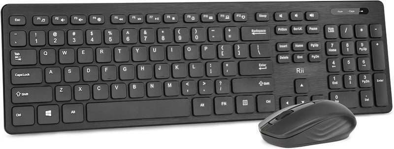 RII Wireless Keyboard and Mouse Combo - Standard Office PC Keyboard and Optical Wireless Mice (Black) - Image 1